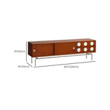 Mid-Century Modern Walnut Wood TV Stand with Sliding Doors Image - 9