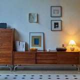 Mid-Century Modern Walnut Wood TV Stand with Storage Cabinet Image - 3