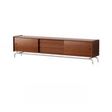 Mid-Century Modern Walnut Wood TV Stand with Storage Cabinet Image - 5