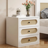 Mid-Century Modern White Wood Nightstand with Drawers Image - 1