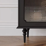 Mid-Century Modern Wood Black Drawers Long TV Stand Image - 7