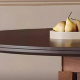 Mid-Century Modern Wood Brick Pedestal Round Dining Table Image - 9