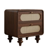 Mid-Century Modern Wood Brown Nightstand with 2 Drawers Image - 5