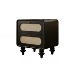 Mid-Century Modern Wood Brown Nightstand with 2 Drawers Image - 6