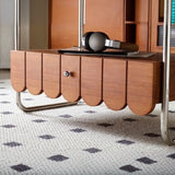 Mid-Century Modern Wood Brown Oval Coffee Table with Drawer Image - 7