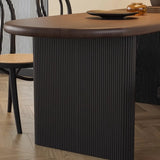 Mid-Century Modern Wood Brown Oval Semicircle Dining Table Image - 8