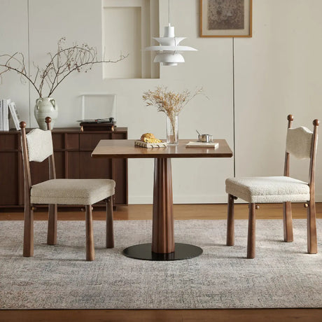Mid-Century Modern Wood Brown Square Small Dining Table Image - 3
