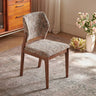 Mid Century Modern Wood Chenille Curved Back Dining Chair Image - 3