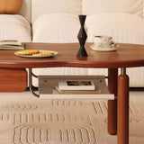 Mid-Century Modern Wood Coffee Table with Drawer Shelf Image - 5
