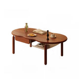 Mid-Century Modern Wood Coffee Table with Drawer Shelf Image - 7