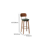 Mid-Century Modern Wood Low Back Leather Tufted Bar Stool #size