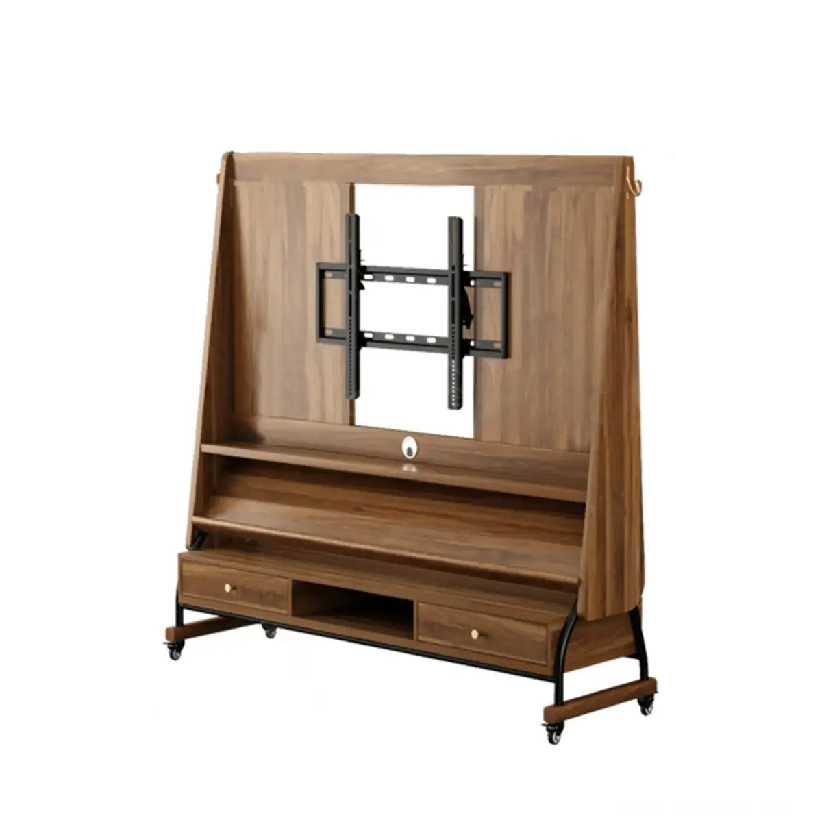 Walnut color Drawer 26”-50” Mid-Century Modern Wood Movable Adjustable TV Mount TV Stand Image - 13
