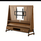 Walnut color Drawer 40”-65” Mid-Century Modern Wood Movable Adjustable TV Mount TV Stand Image - 14