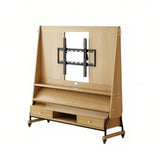 Burlywood Drawer 26”-50” Mid-Century Modern Wood Movable Adjustable TV Mount TV Stand Image - 16