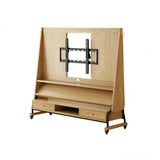 Burlywood Drawer 40”-65” Mid-Century Modern Wood Movable Adjustable TV Mount TV Stand Image - 17