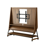 Walnut color No-drawers 40”-65” Mid-Century Modern Wood Movable Adjustable TV Mount TV Stand Image - 20