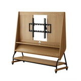 Burlywood No-drawers 40”-65” Mid-Century Modern Wood Movable Adjustable TV Mount TV Stand Image - 23