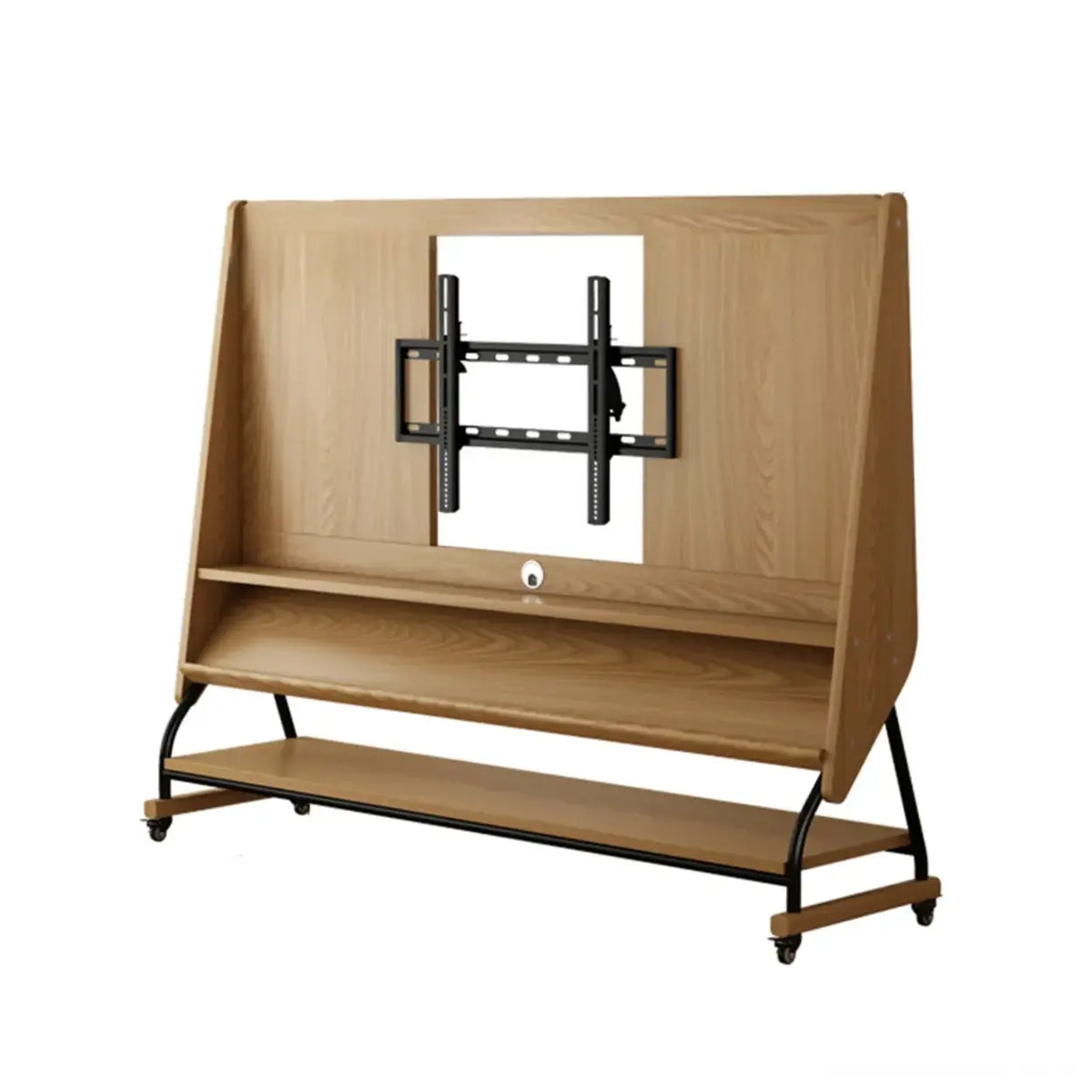 Burlywood No-drawers 60”-75” Mid-Century Modern Wood Movable Adjustable TV Mount TV Stand Image - 24