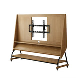 Burlywood No-drawers 60”-75” Mid-Century Modern Wood Movable Adjustable TV Mount TV Stand Image - 24