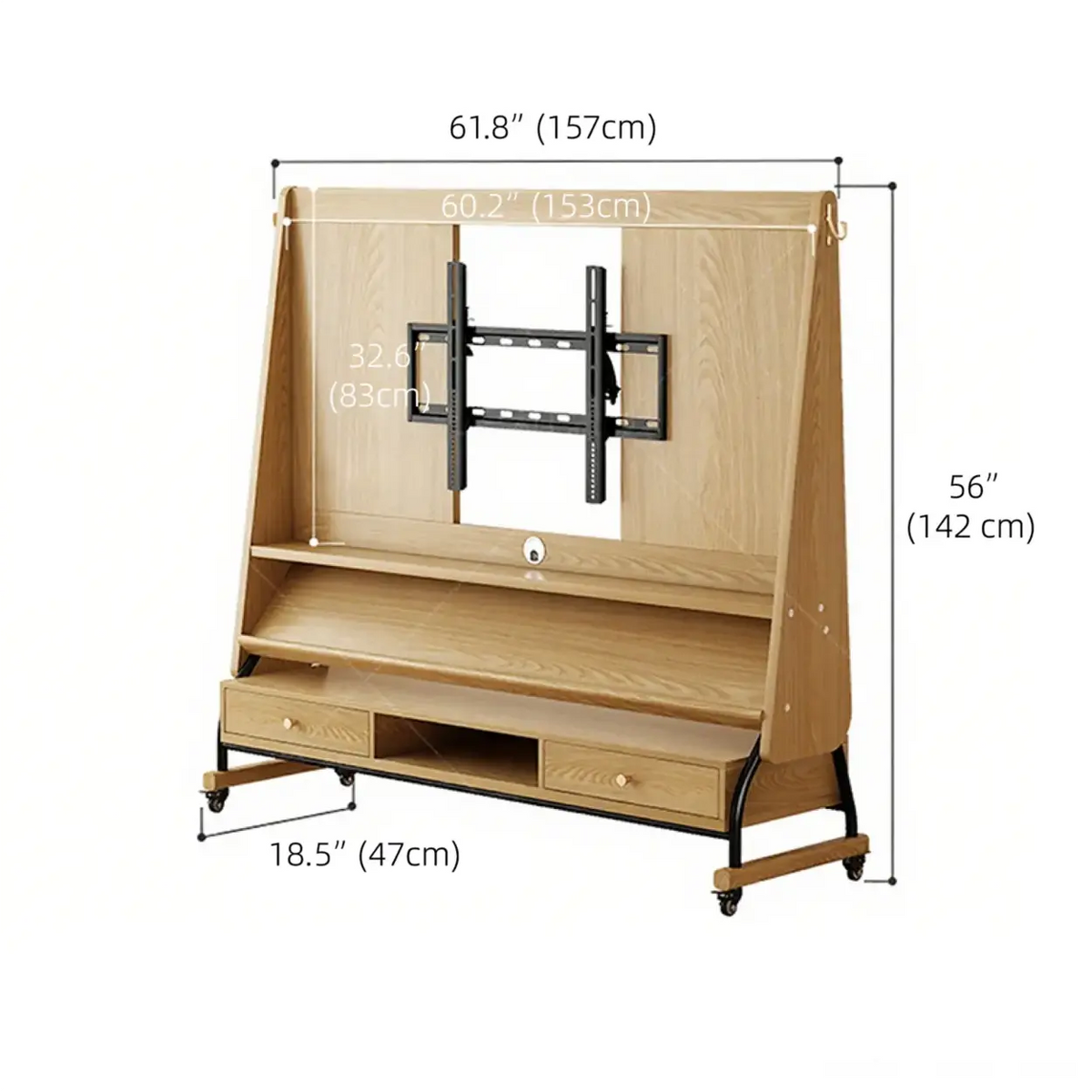 Mid-Century Modern Wood Movable Adjustable TV Mount TV Stand Image - 34