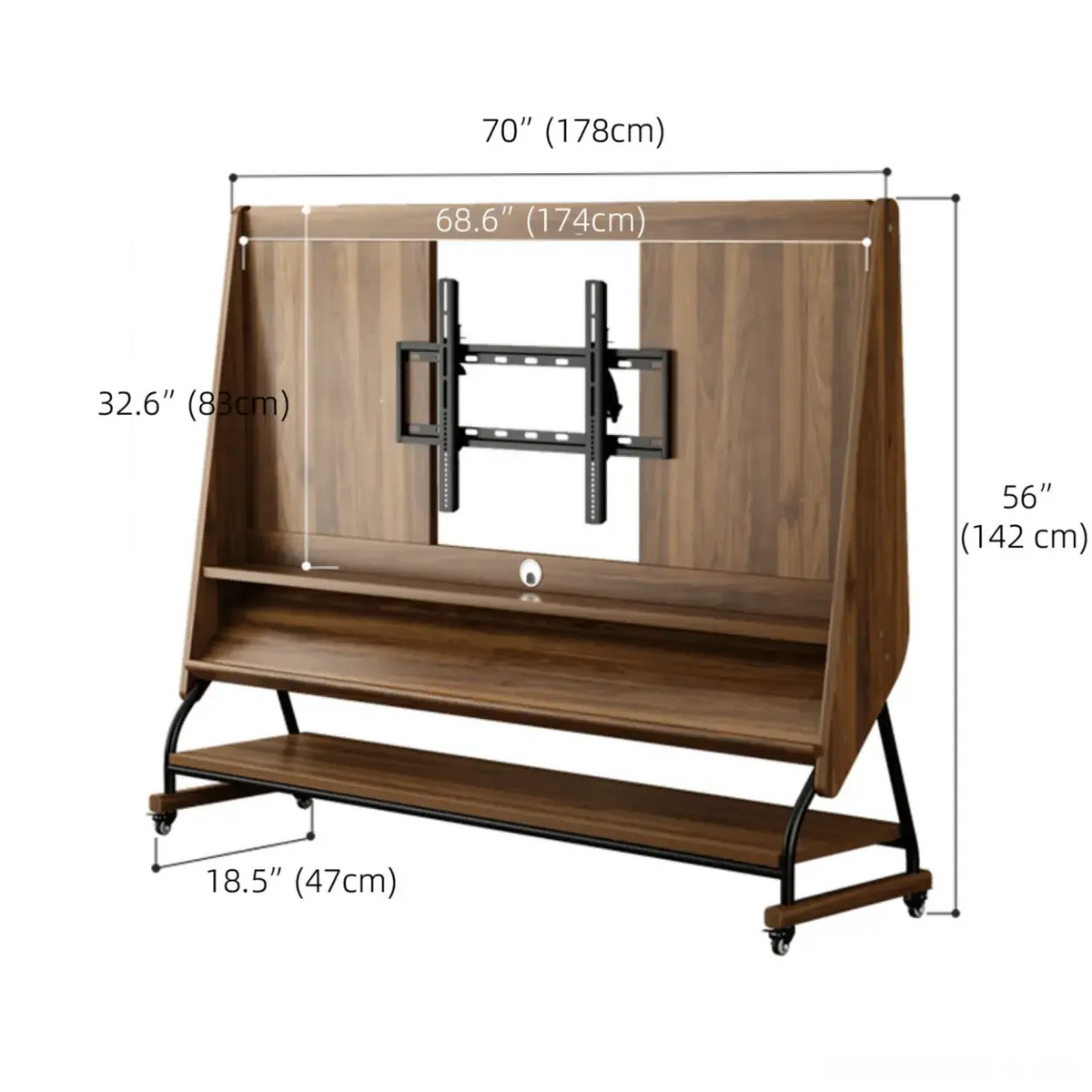 Mid-Century Modern Wood Movable Adjustable TV Mount TV Stand Image - 40