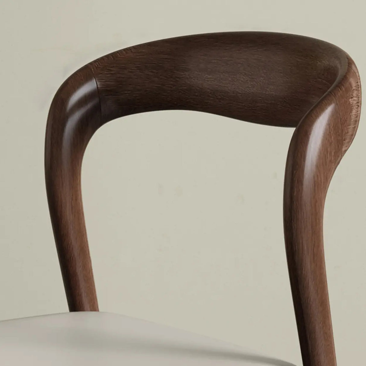 Mid-Century Modern Wood Open Back Upholstered Dining Chair Image - 10