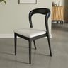Mid-Century Modern Wood Open Back Upholstered Dining Chair Image - 11