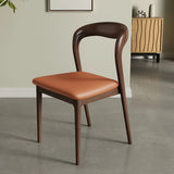 Mid-Century Modern Wood Open Back Upholstered Dining Chair Image - 12