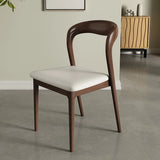 Mid-Century Modern Wood Open Back Upholstered Dining Chair Image - 13