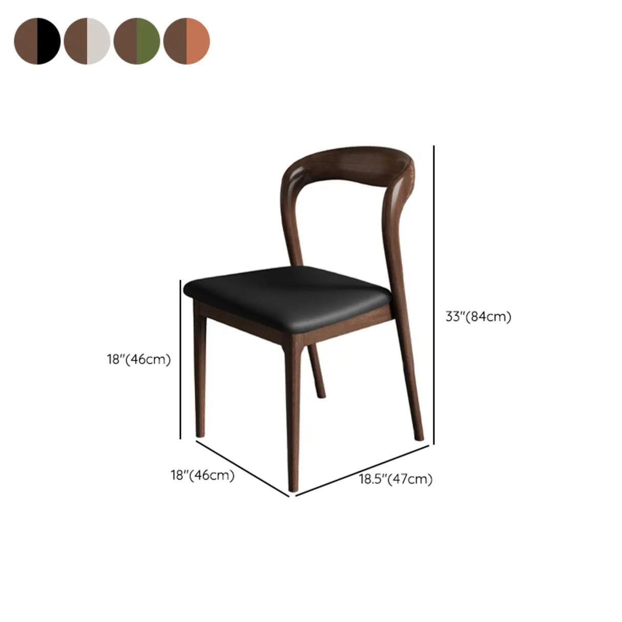 Mid-Century Modern Wood Open Back Upholstered Dining Chair 