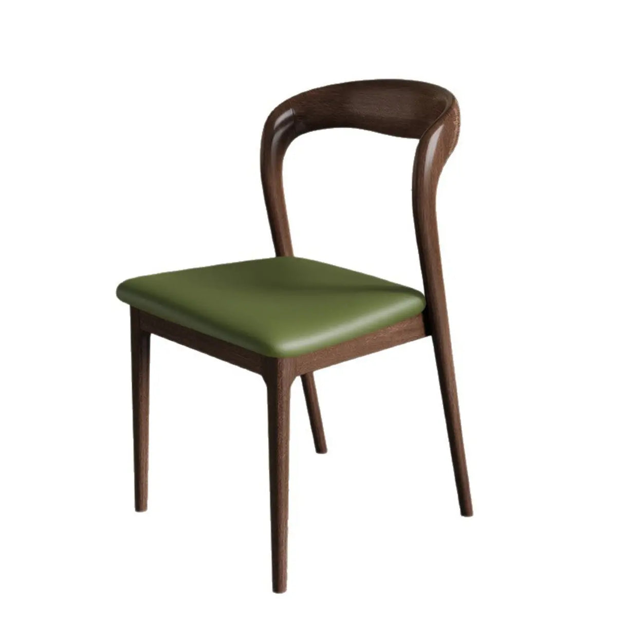 Mid-Century Modern Wood Open Back Upholstered Dining Chair Image - 2
