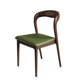 Mid-Century Modern Wood Open Back Upholstered Dining Chair Image - 2