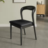 Mid-Century Modern Wood Open Back Upholstered Dining Chair Image - 3