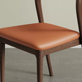 Mid-Century Modern Wood Open Back Upholstered Dining Chair Image - 8
