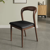 Mid-Century Modern Wood Open Back Upholstered Dining Chair Image - 9