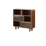 Mid-Century Modern Wood Rounded Edges Drawer Shelf Bookcase Image - 5