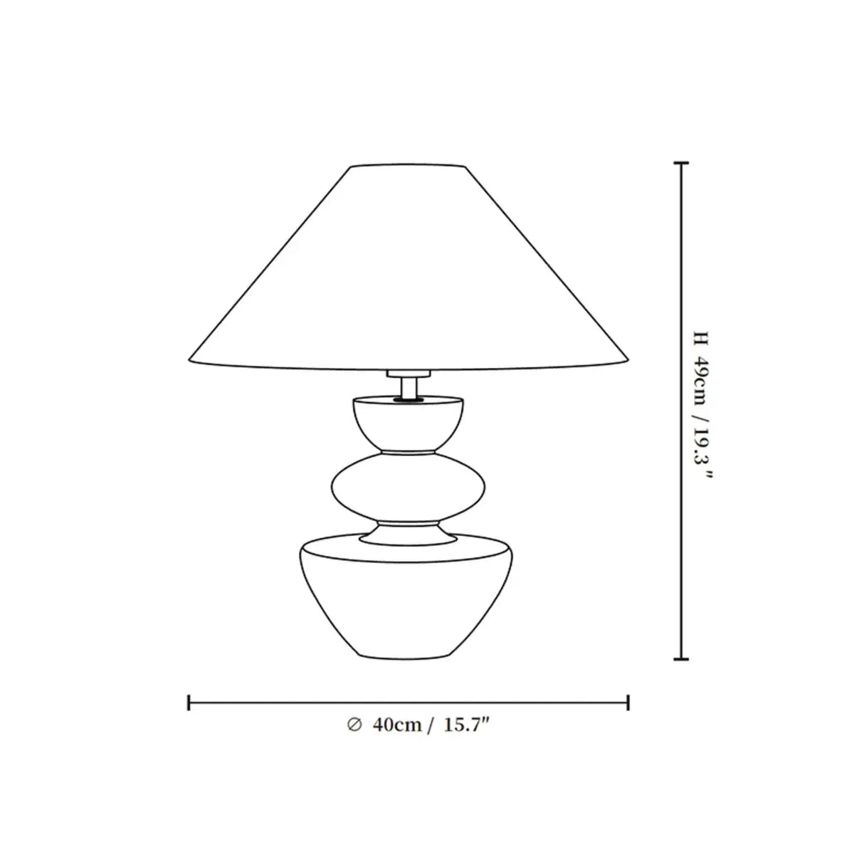 Mid-Century Modern Wood Sculptural Base Beige Cone Table Lamp 