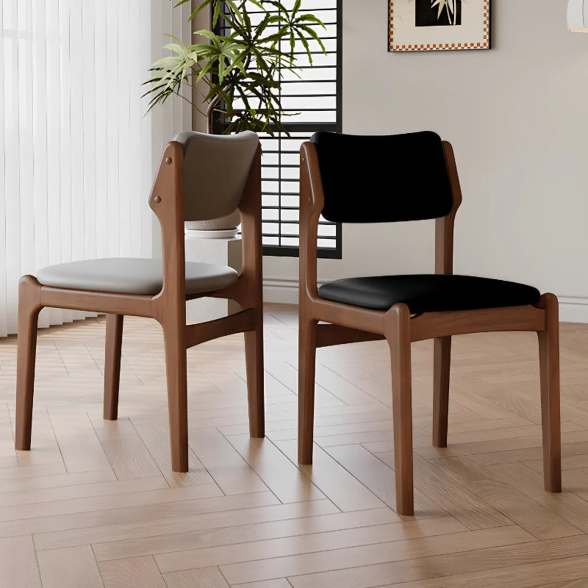 Mid-Century Modern Wood Upholstered Open Back Dining Chair – Homebaa