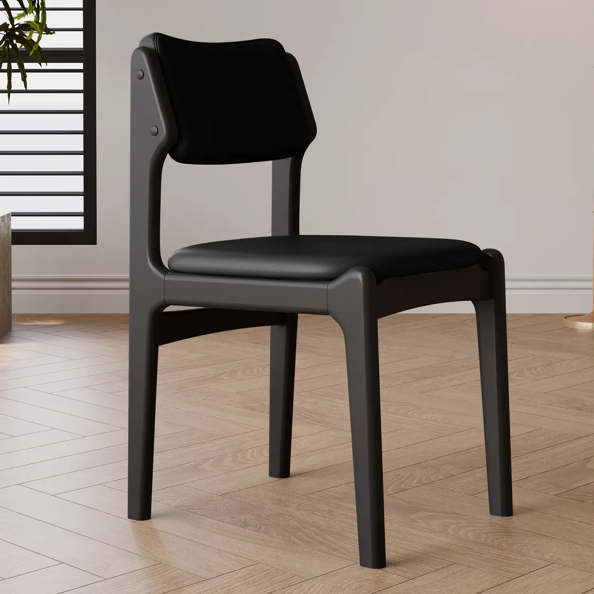 Mid-Century Modern Wood Upholstered Open Back Dining Chair Image - 16