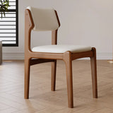 Mid-Century Modern Wood Upholstered Open Back Dining Chair Image - 2