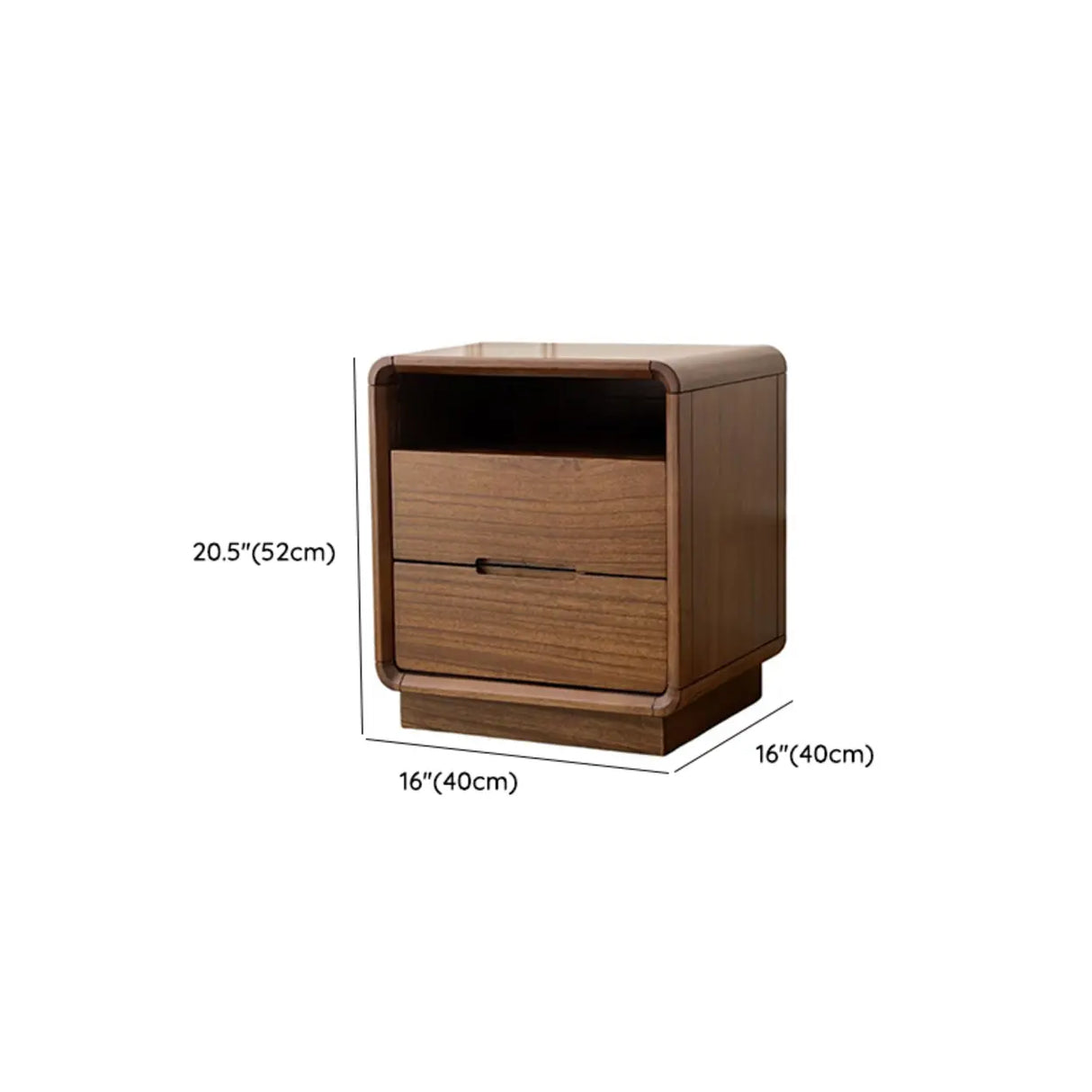 Mid-Century Modern Wood Walnut Nightstand with Drawers 