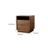 Mid-Century Modern Wood Walnut Nightstand with Drawers #size