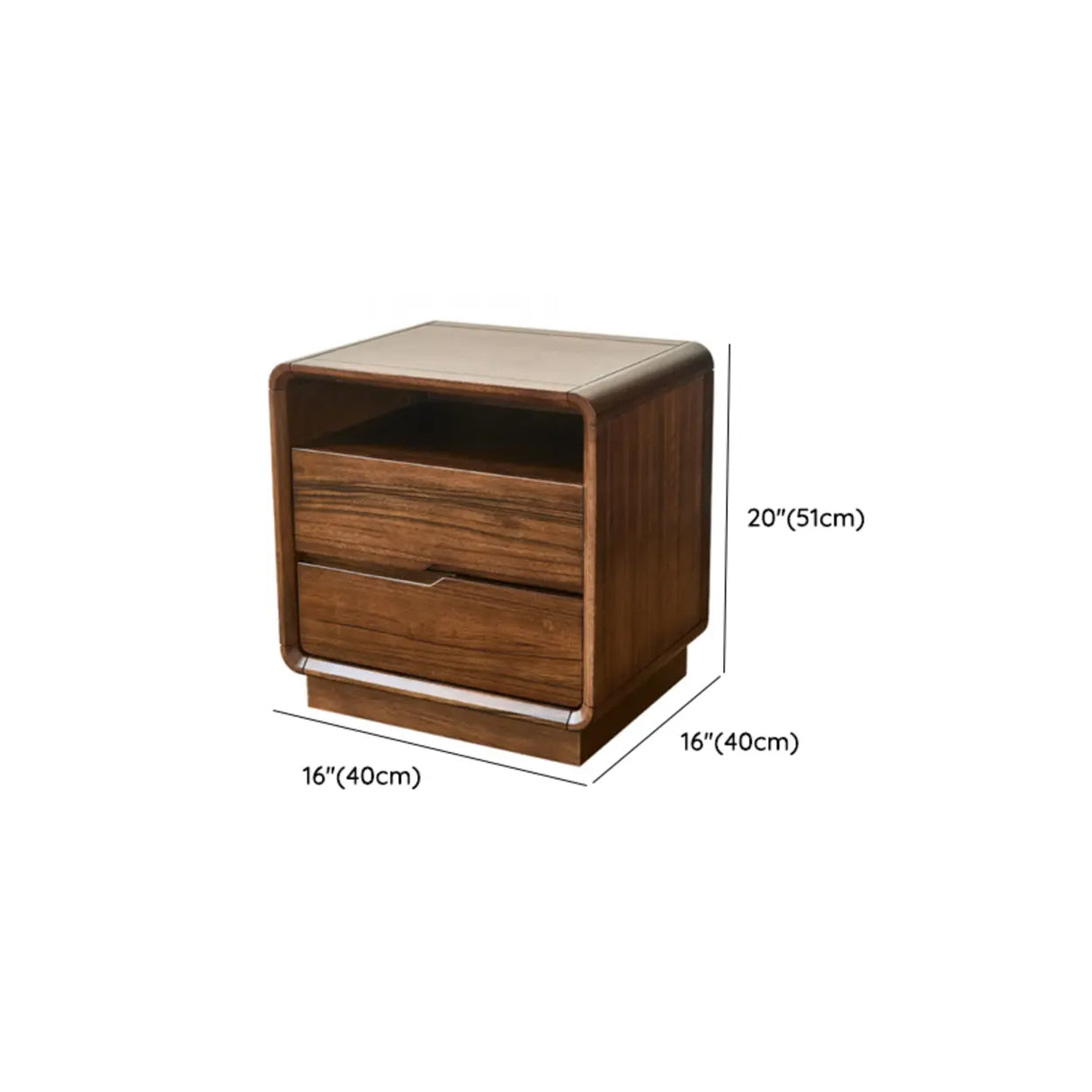 Mid-Century Modern Wood Walnut Nightstand with Drawers Image - 16