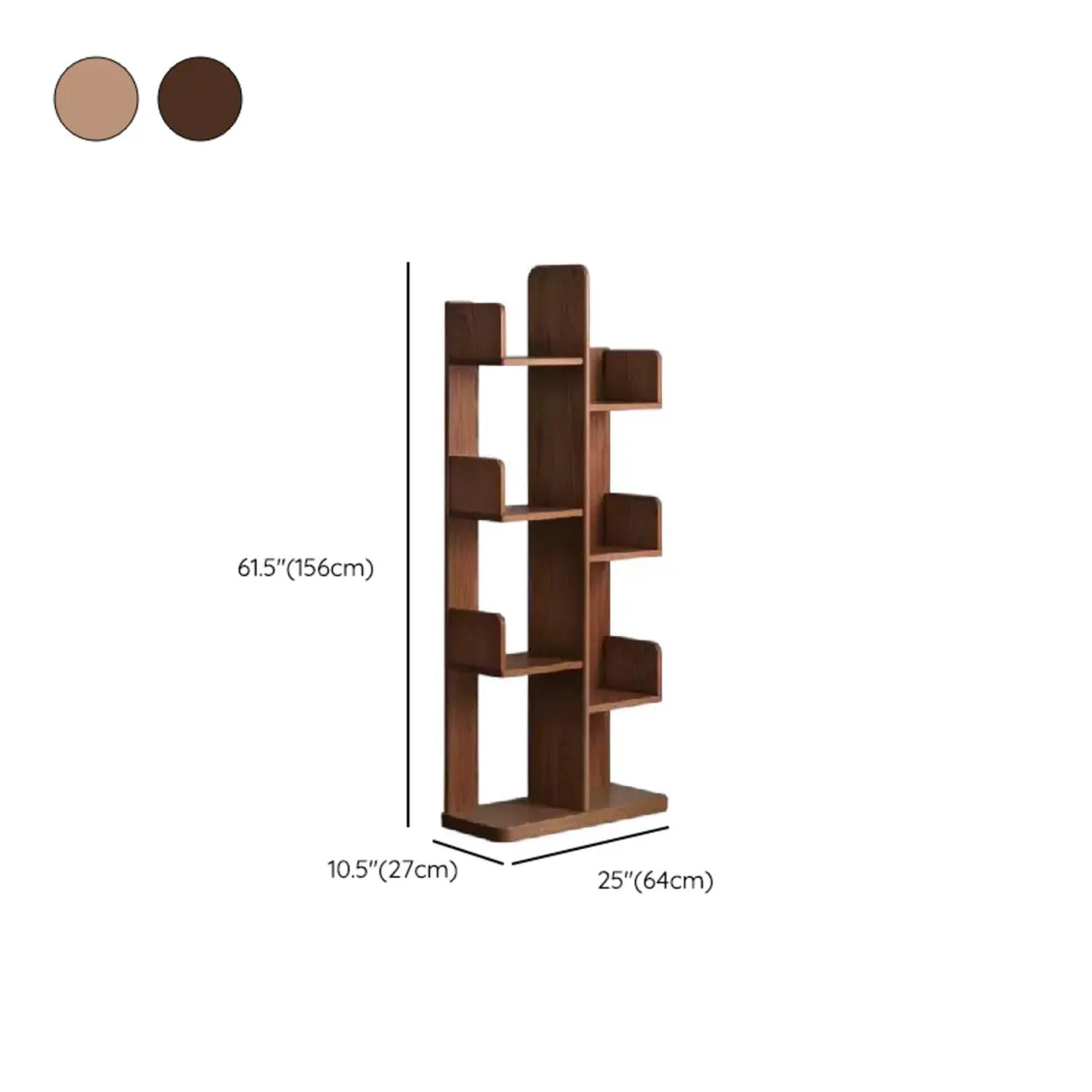 Mid-Century Modern Wooden Vertical Open Back Bookshelf 