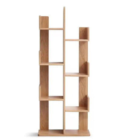 Mid-Century Modern Wooden Vertical Open Back Bookshelf Image - 2