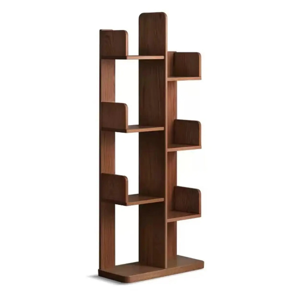 Mid-Century Modern Wooden Vertical Open Back Bookshelf Image - 3