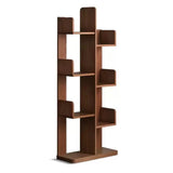 Mid-Century Modern Wooden Vertical Open Back Bookshelf Image - 3
