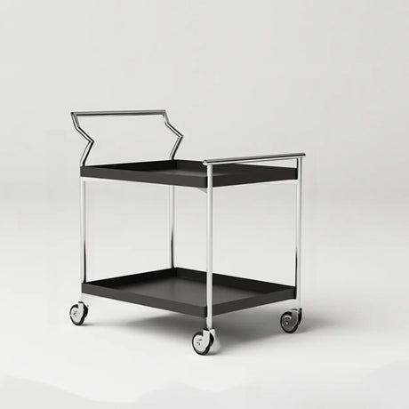 Mid Century Rectangle Wood Cart Stainless Steel End Table Image - 5