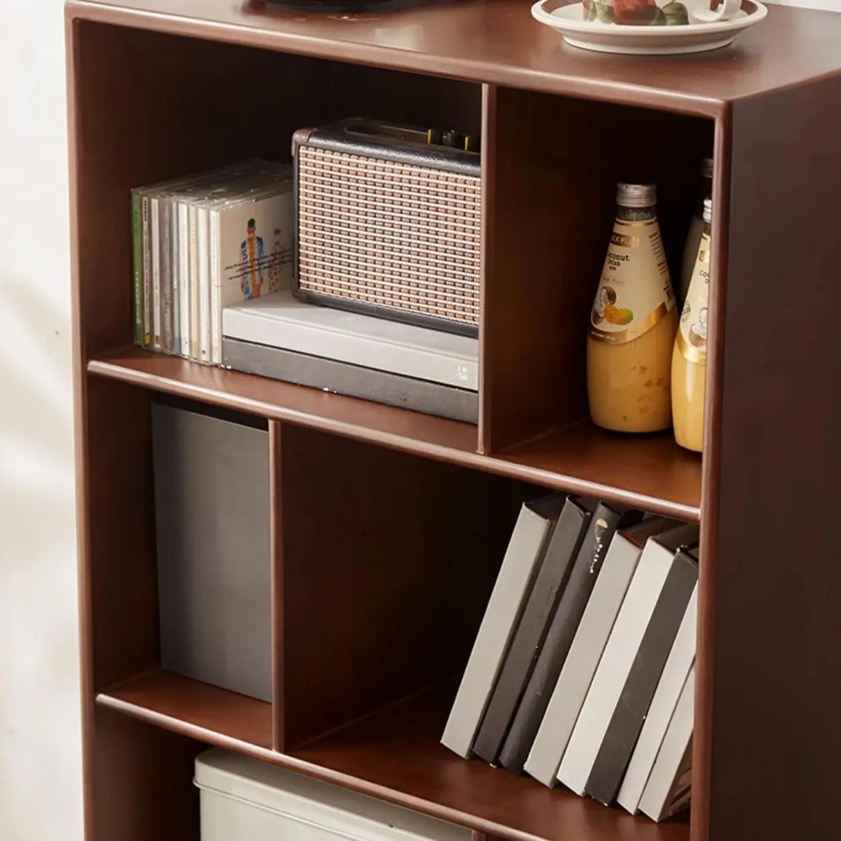 Mid-Century Rubberwood Vertical Closed Bookcase Brown Image - 12