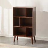 Mid-Century Rubberwood Vertical Closed Bookcase Brown Image - 3